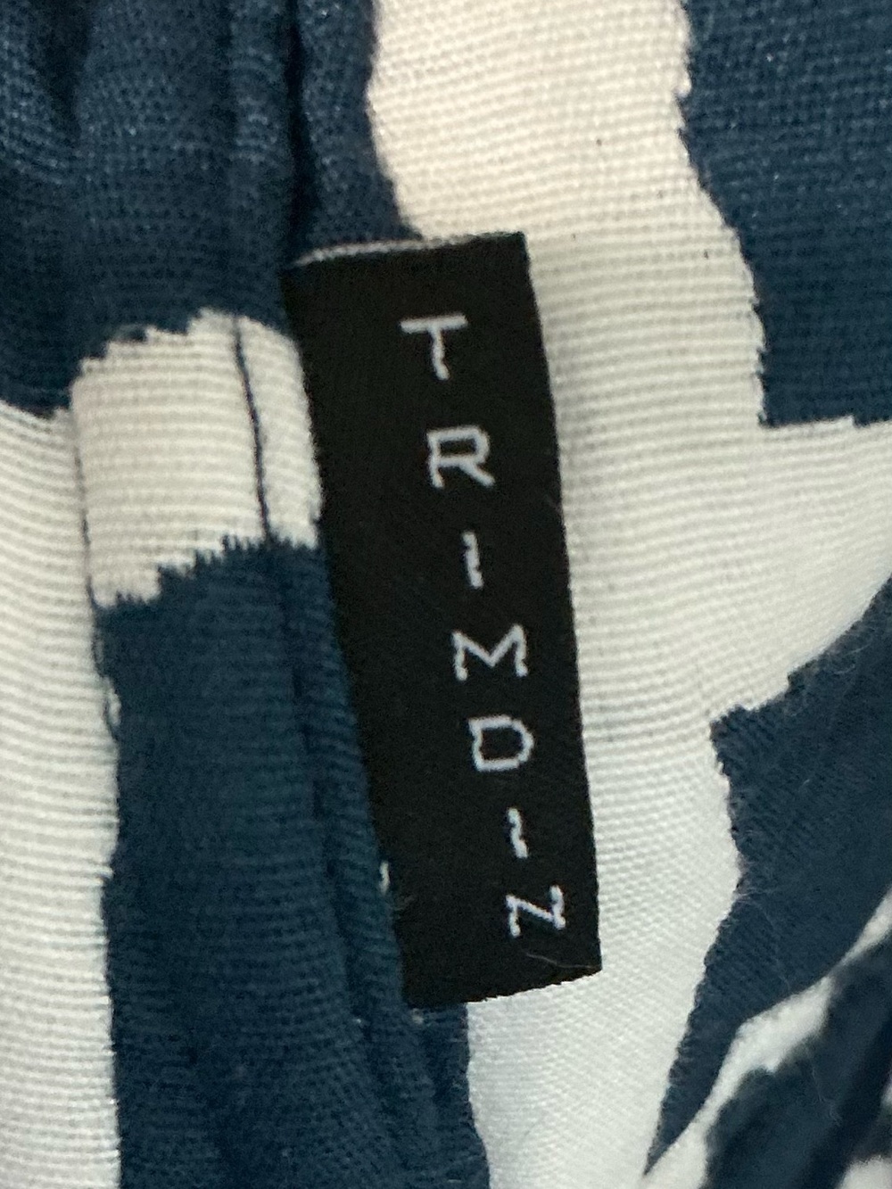 Trimdin Navy Ivory Reversible Ruffle Artisan Jacket Geometric - Picture 8 of 13